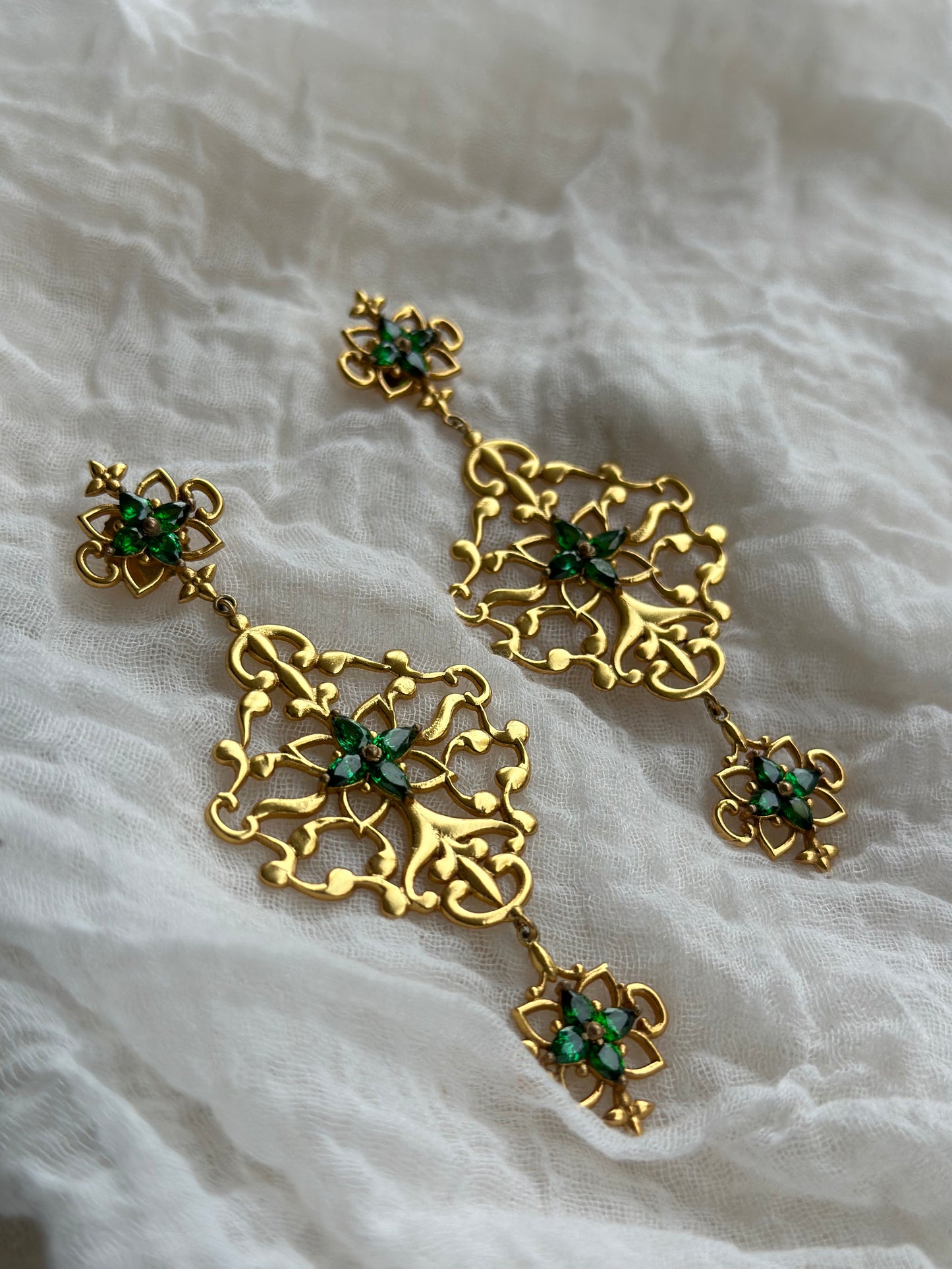 Razin green earrings